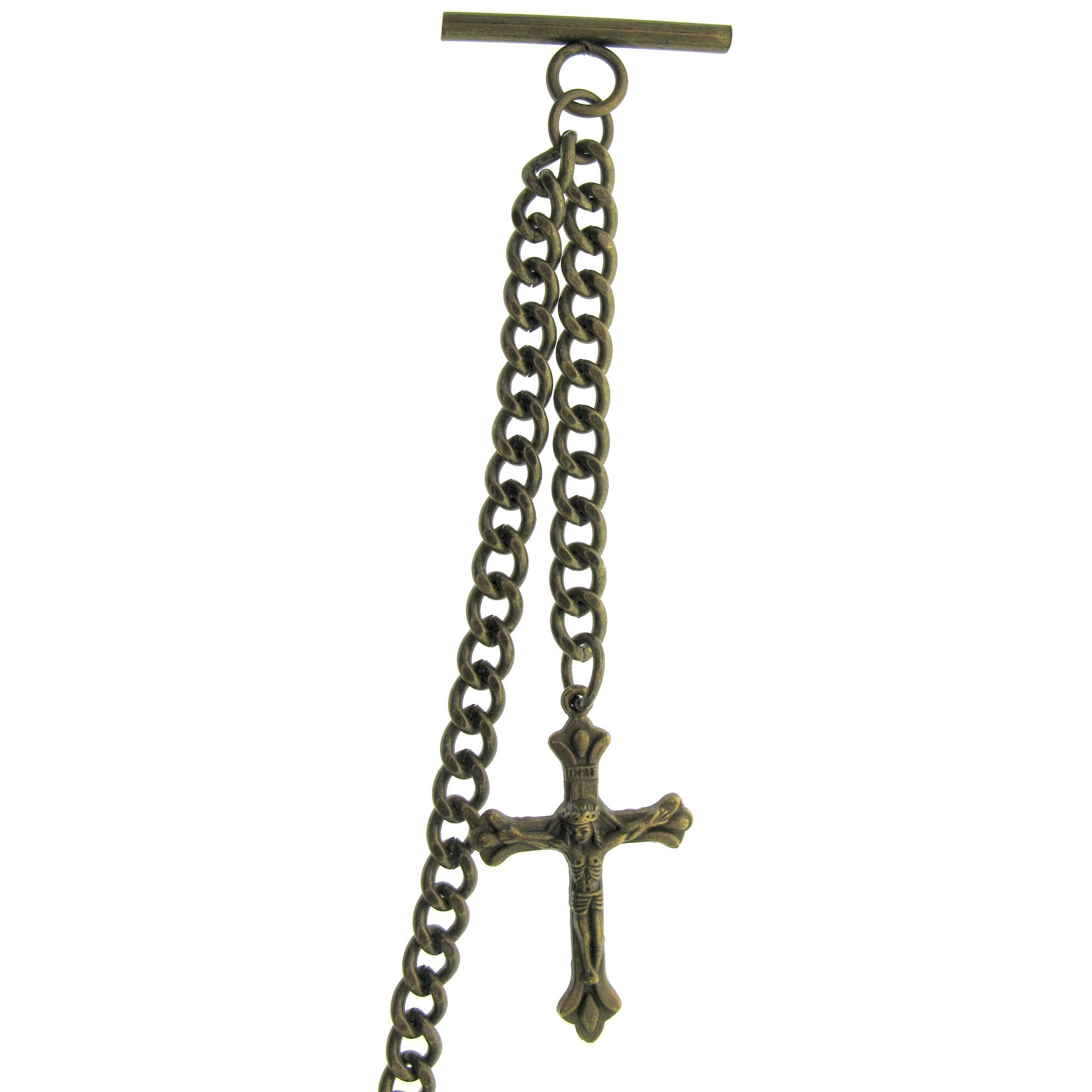 Bronze Color Albert Chain with Religious Cross Fob AC144
