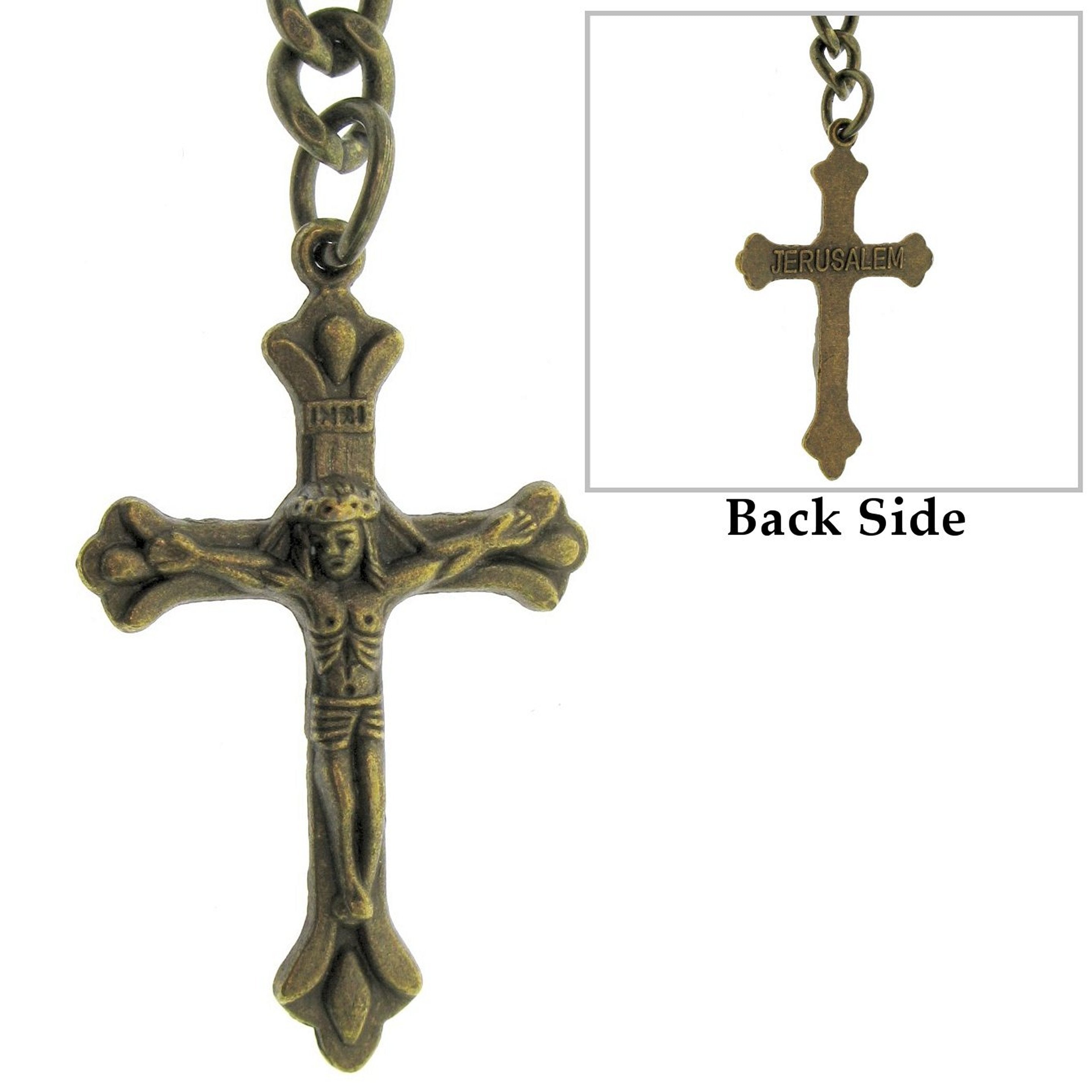 Bronze Color Albert Chain with Religious Cross Fob AC144