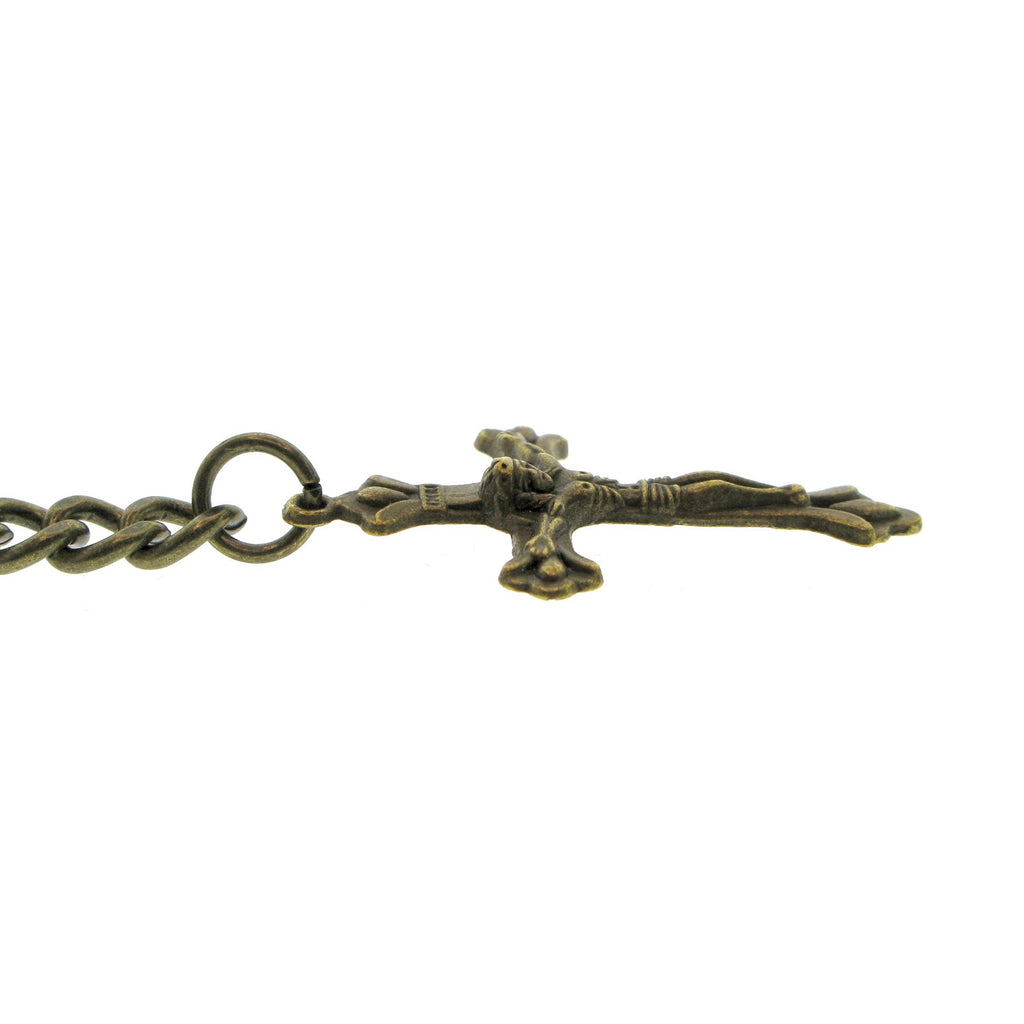 Bronze Color Albert Chain with Religious Cross Fob AC144