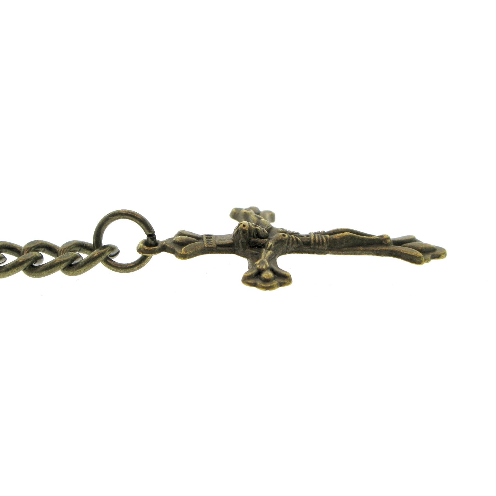 Bronze Color Albert Chain with Religious Cross Fob AC144