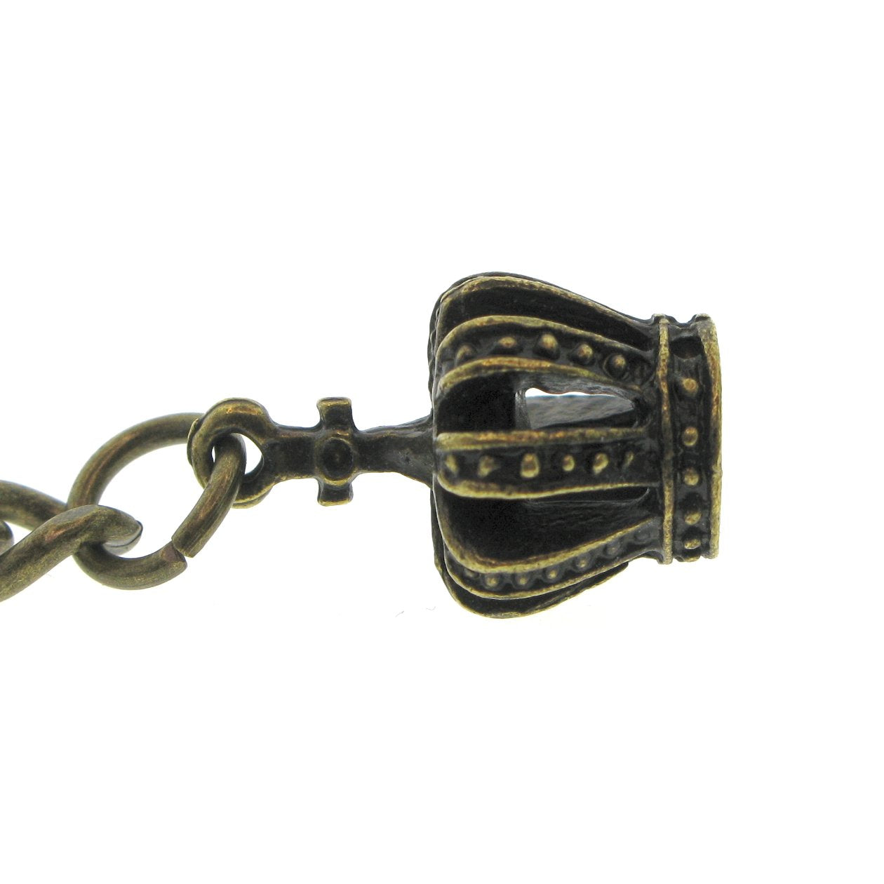 Albert Chain Pocket Watch Chains for Men Antique Brass Plating with Crown Design Fob T Bar AC145