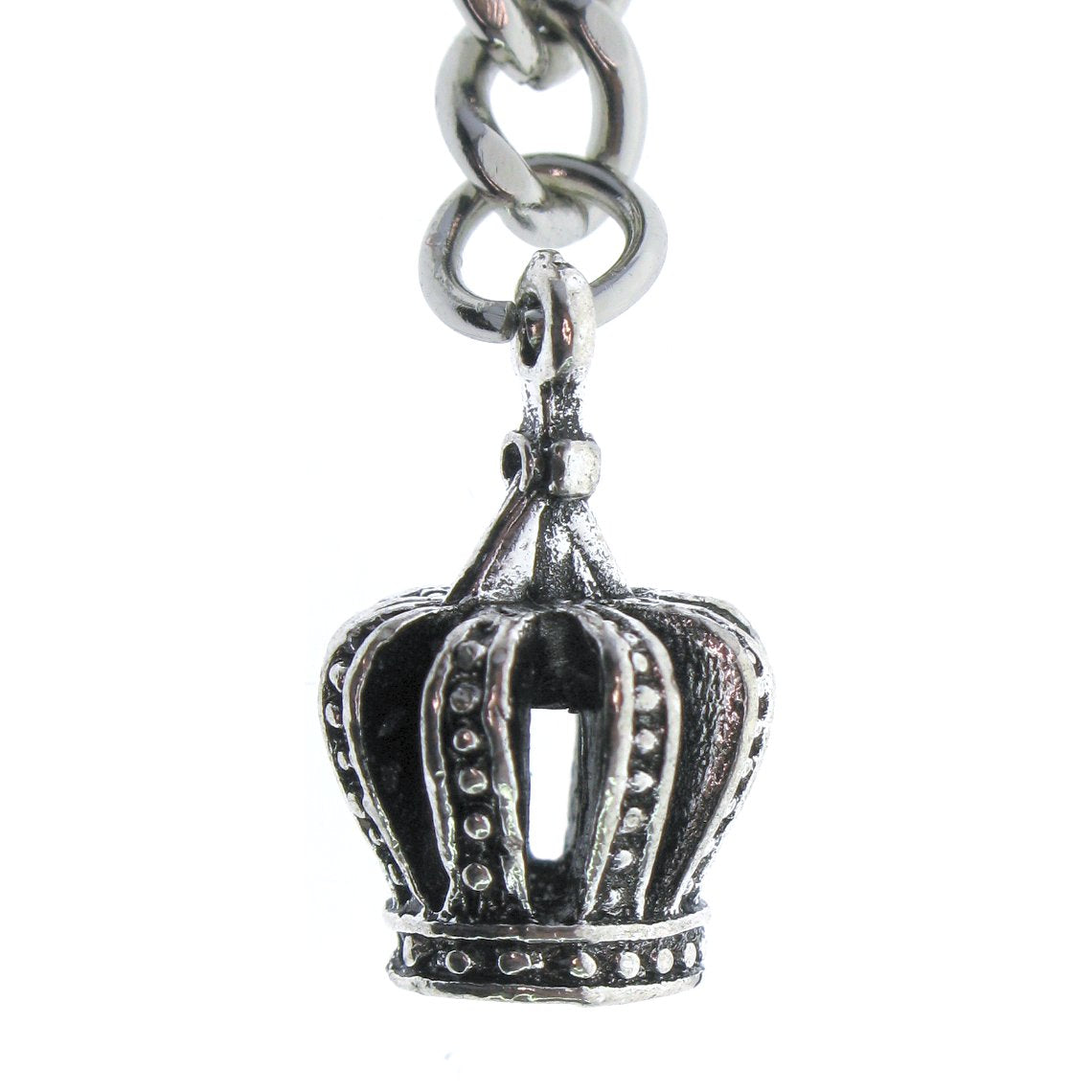 Silver Albert Chain with Crown Fob AC146