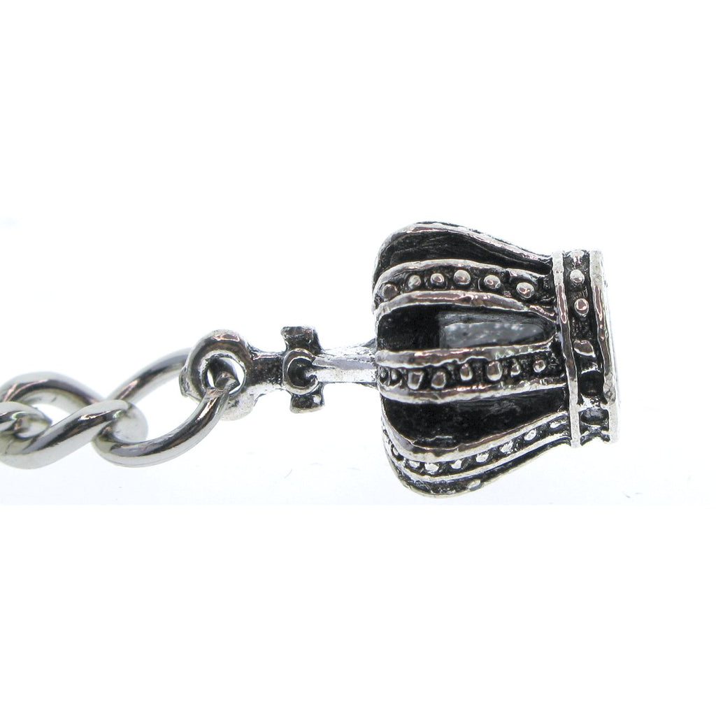 Silver Albert Chain with Crown Fob AC146