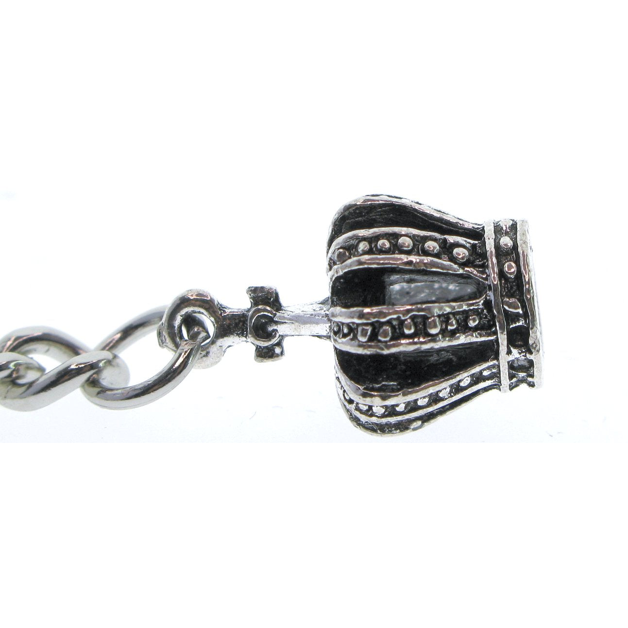 Silver Albert Chain with Crown Fob AC146