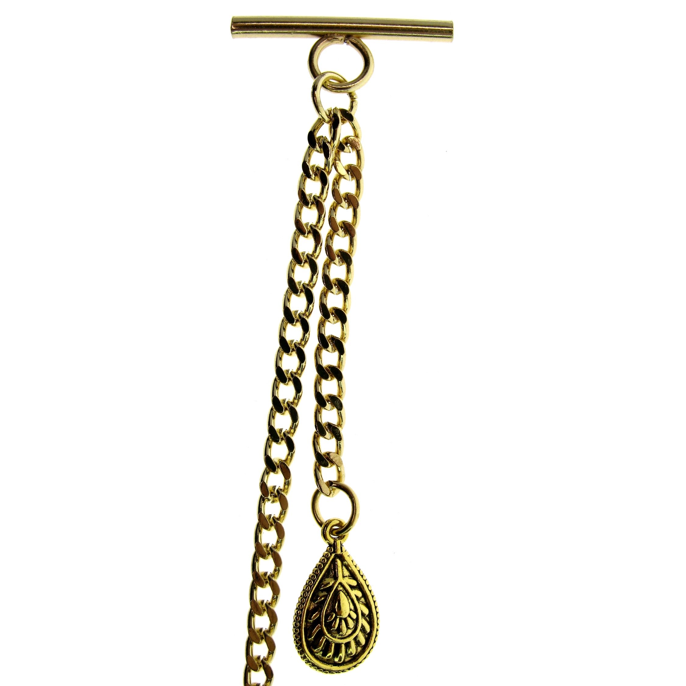 Gold Albert Chains with Water Drop Fob AC148