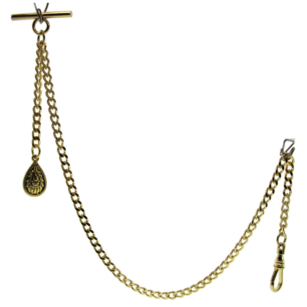 Gold Albert Chains with Water Drop Fob AC148