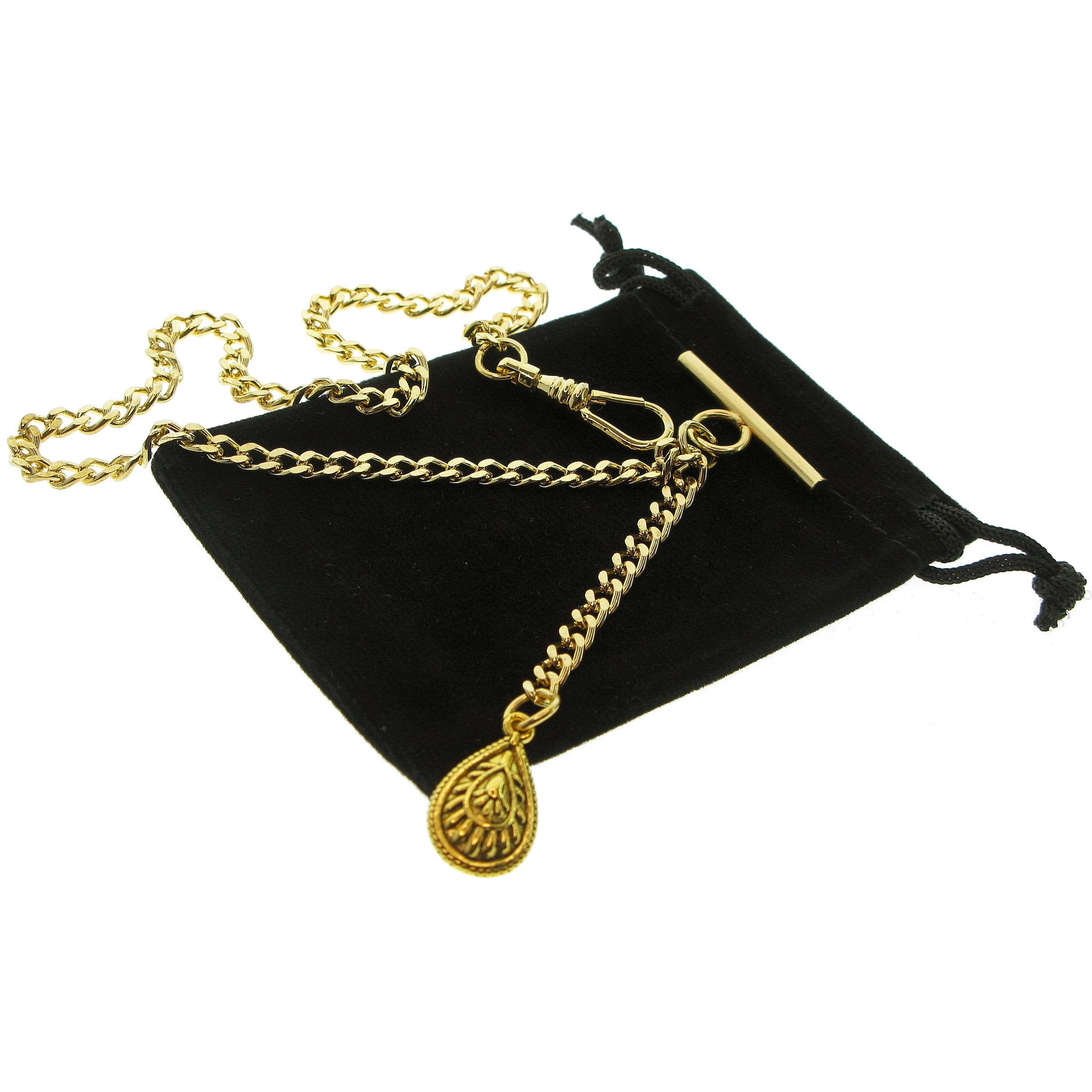 Gold Albert Chains with Water Drop Fob AC148