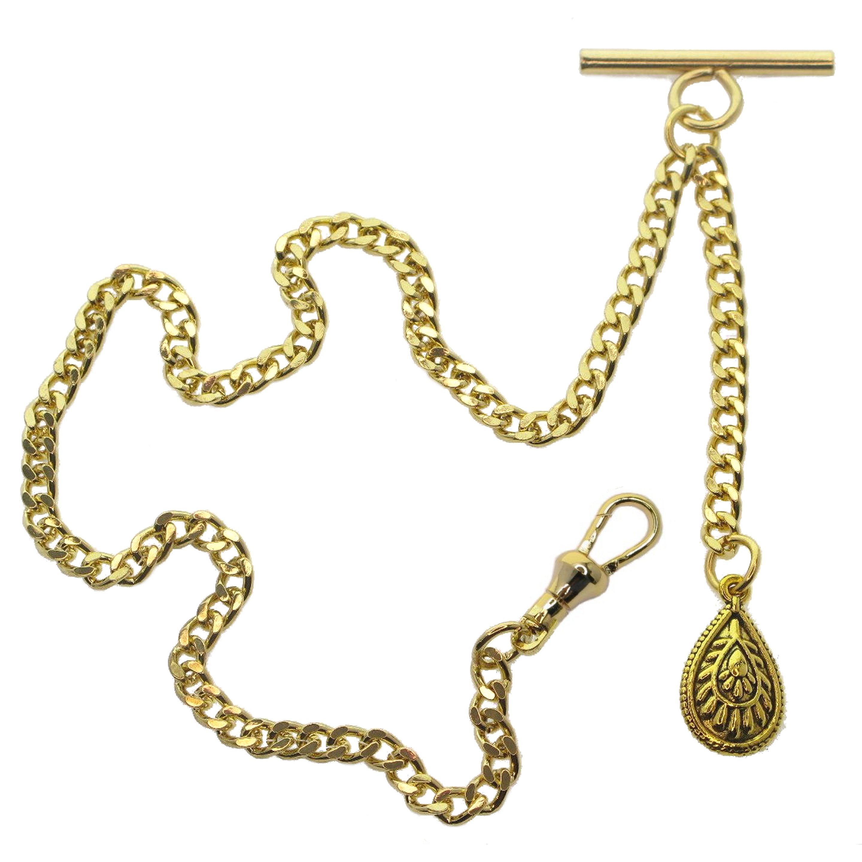 Gold Albert Chain with Water Drop Fob