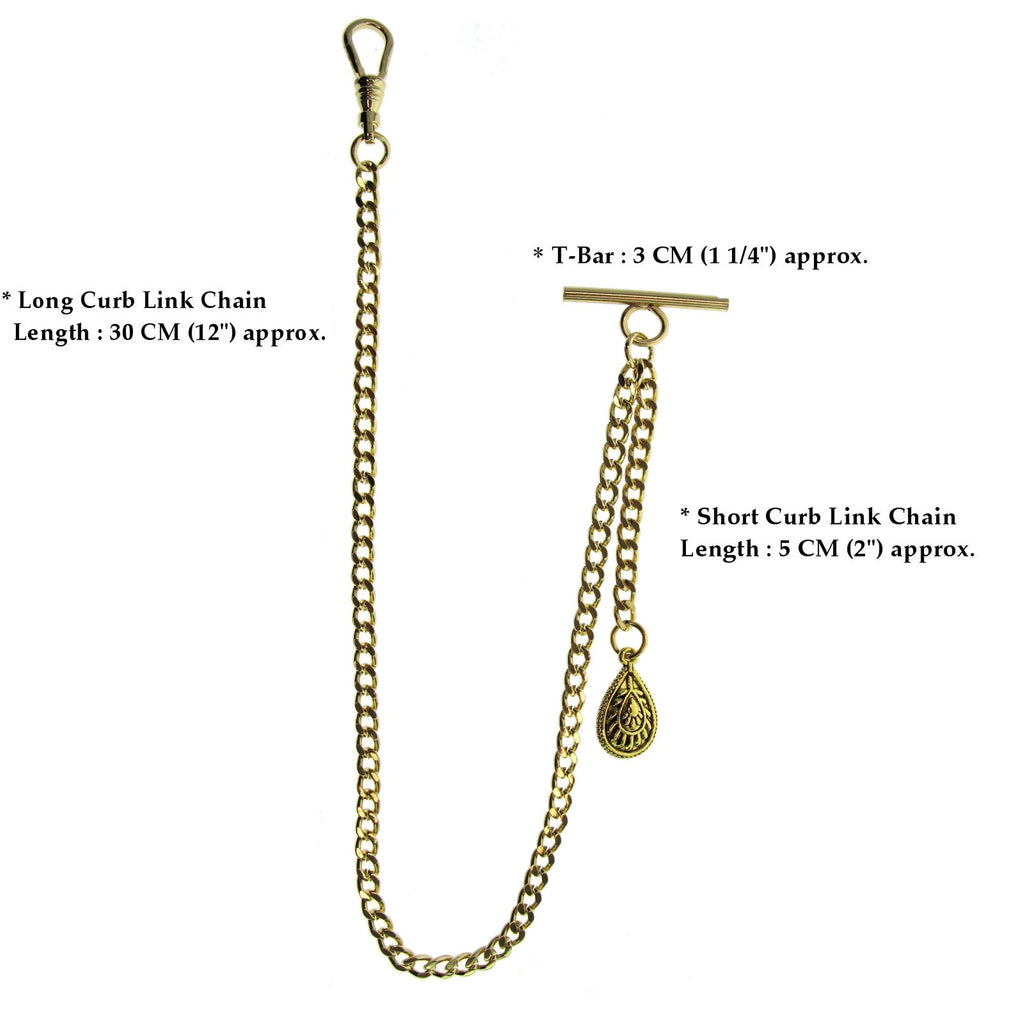 Gold Albert Chains with Water Drop Fob AC148