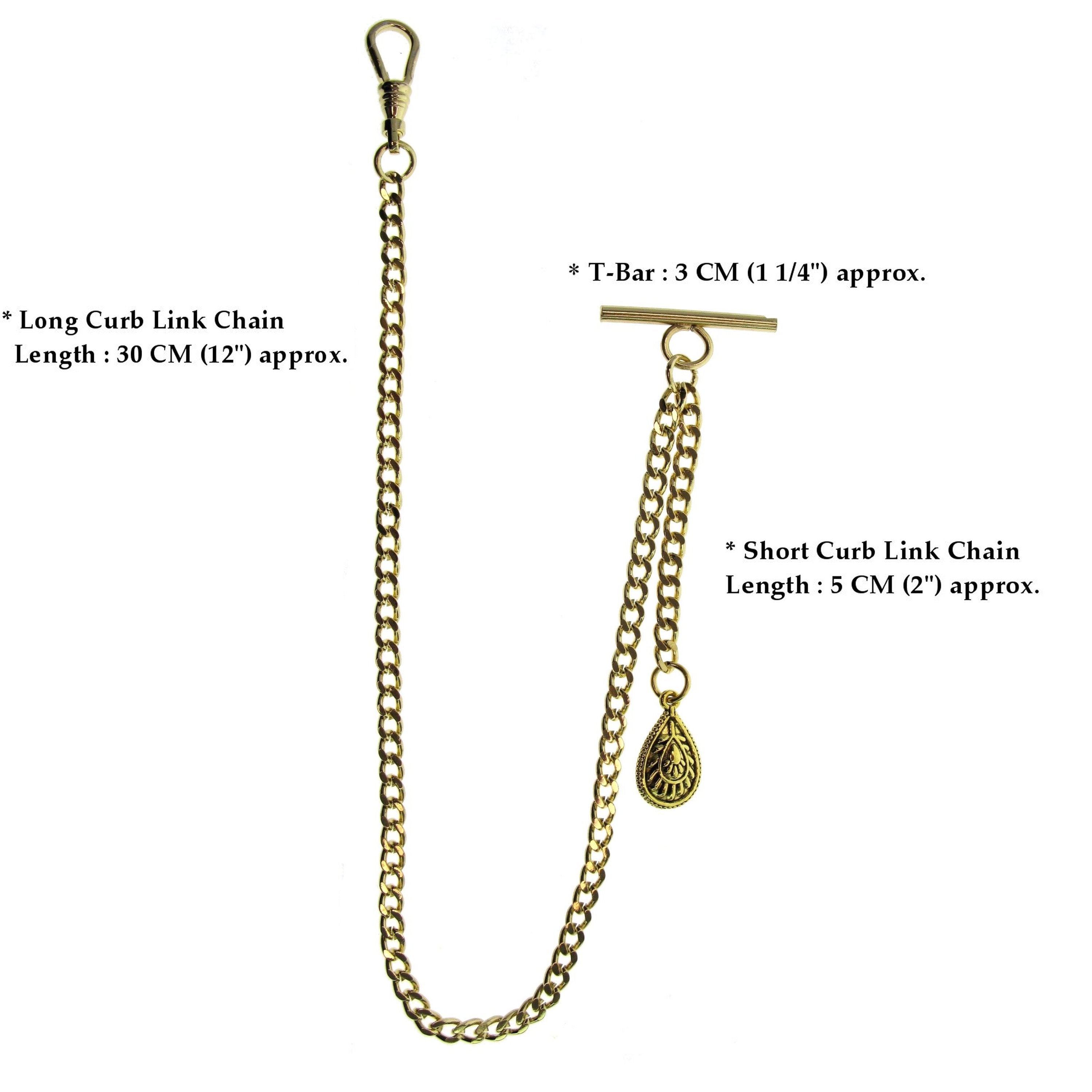 Gold Albert Chains with Water Drop Fob AC148