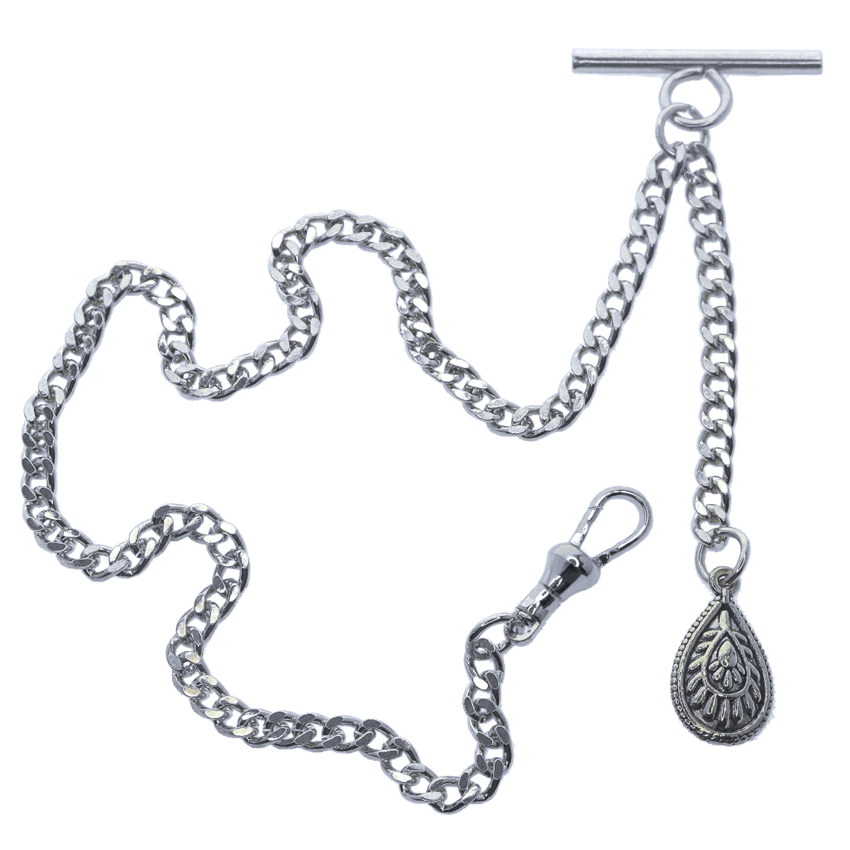 Silver Albert Chain with Tear Drop Fob