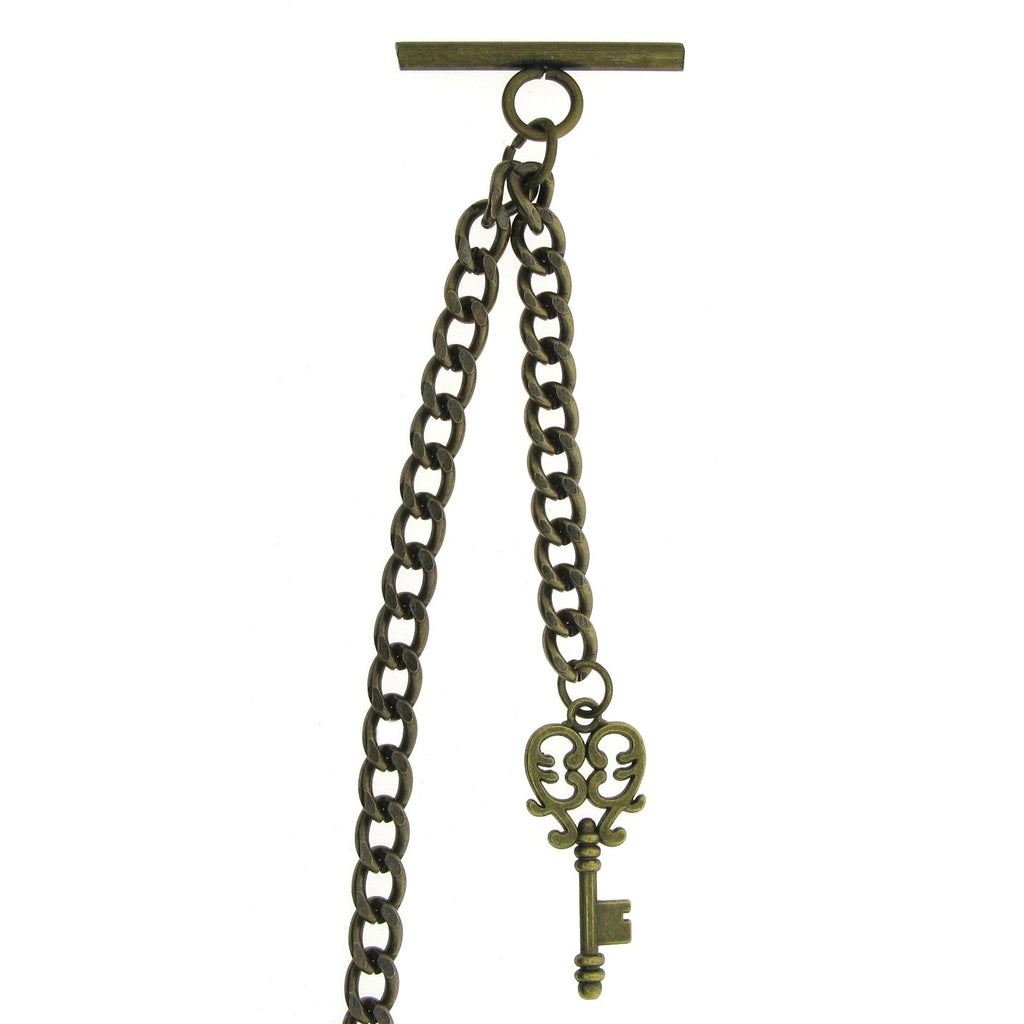 Bronze Color Albert Chain with Antique Key Design Fob AC15