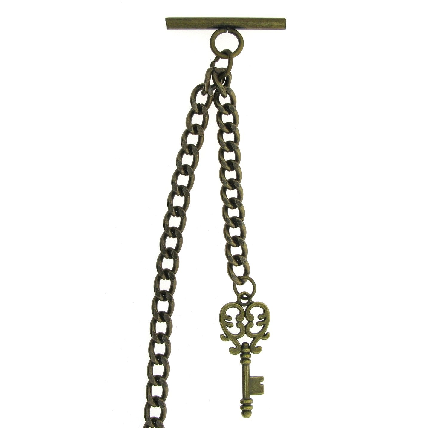 Bronze Color Albert Chain with Antique Key Design Fob AC15