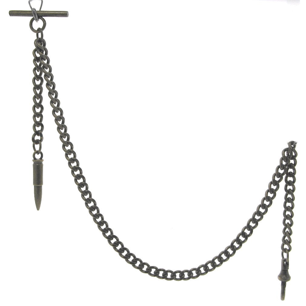 Albert Chain Bronze Color with Brass Bullet Shape Fob AC153