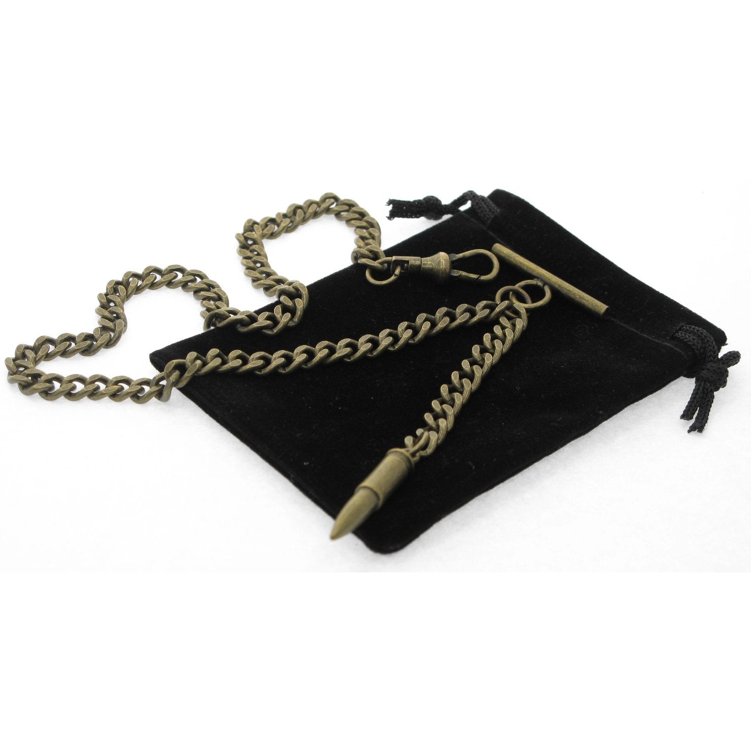 Albert Chain Bronze Color with Brass Bullet Shape Fob AC153