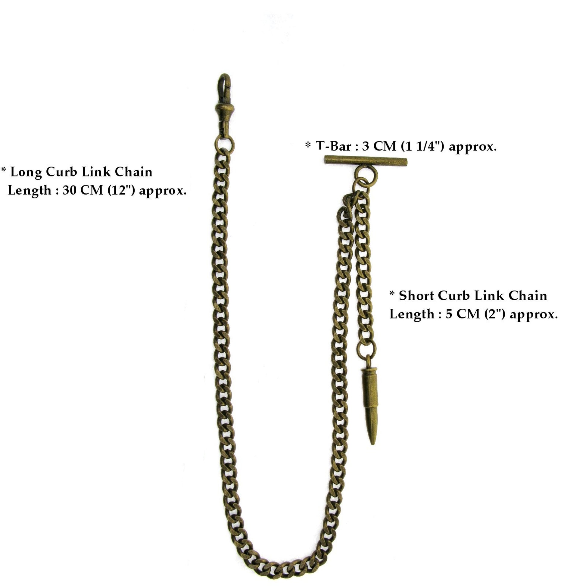 Albert Chain Bronze Color with Brass Bullet Shape Fob AC153