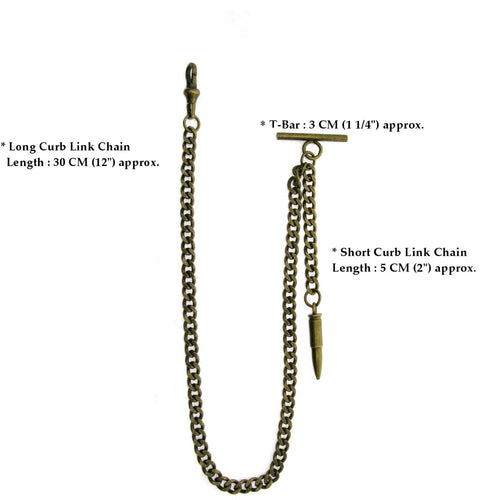 Albert Chain Bronze Color with Brass Bullet Shape Fob AC153