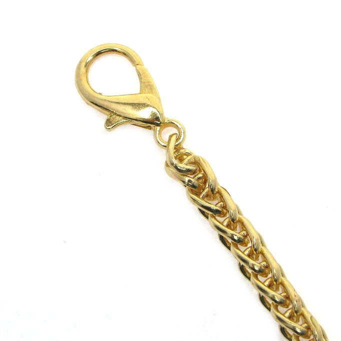 Albert Chain Gold Color Pocket Watch Chain Vest Chain for Men Heavy Wheat Spiga Rope Chain with Lobster Clip on Drop Fob T Bar AC154