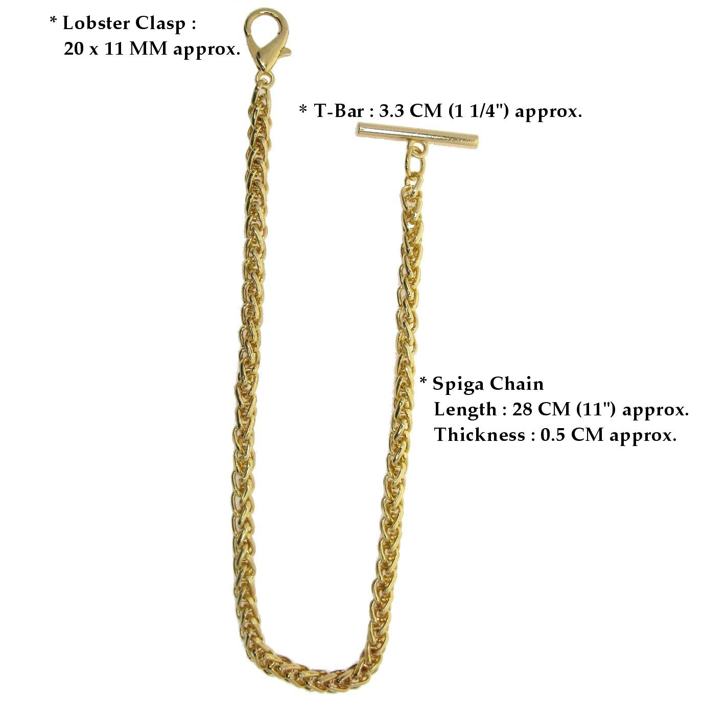 Albert Chain Gold Color Pocket Watch Watch Wheat Spiga Rope Chain AC155