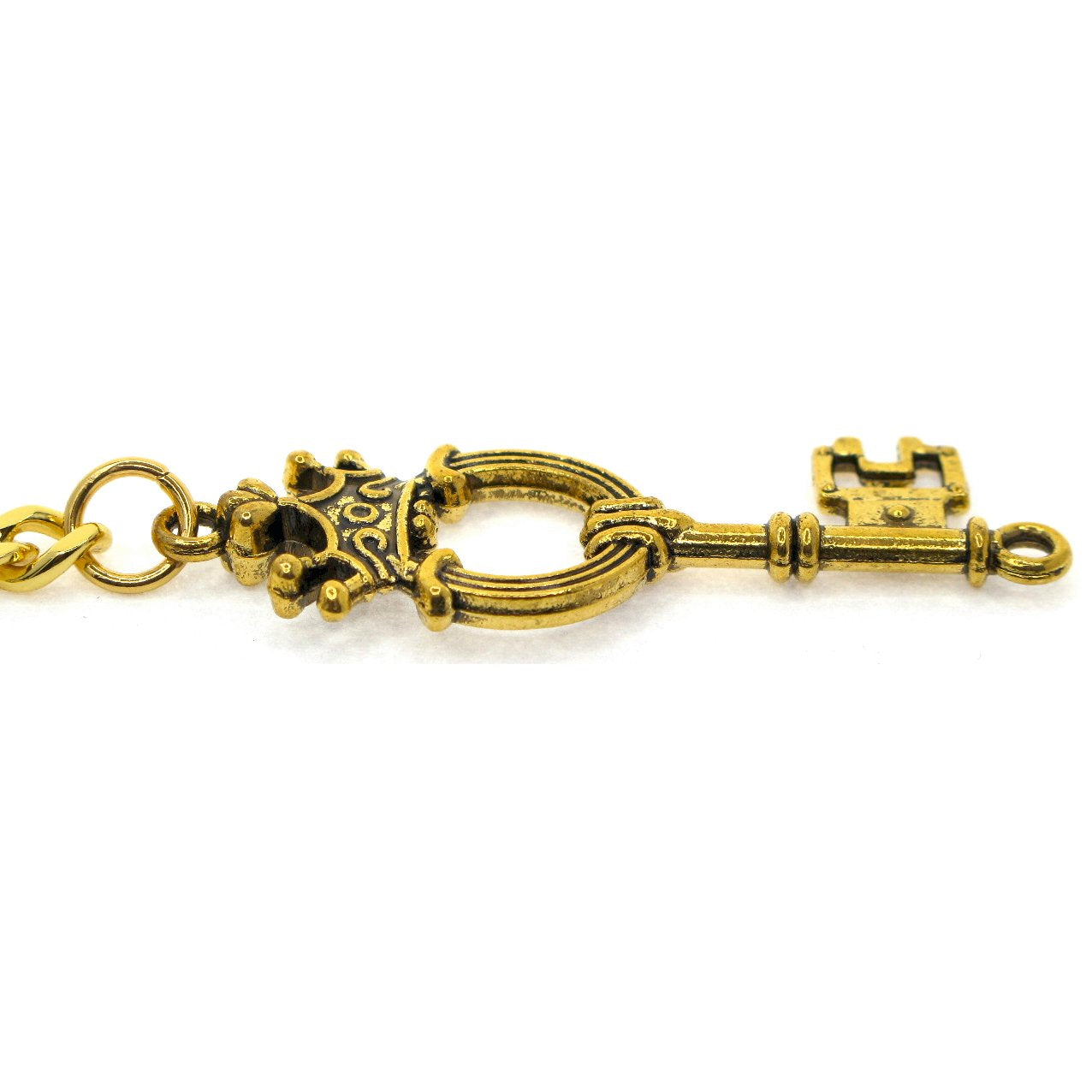 Albert Chain Gold Color with Ancient Key Fob AC156