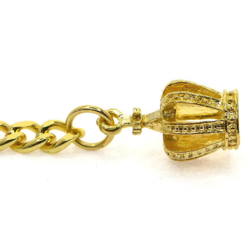 Albert Chain Gold Tone Fine Polish Pocket Watch Chain Vest Chain for Men with Crown Design Fob T-Bar Swivel Clip AC157