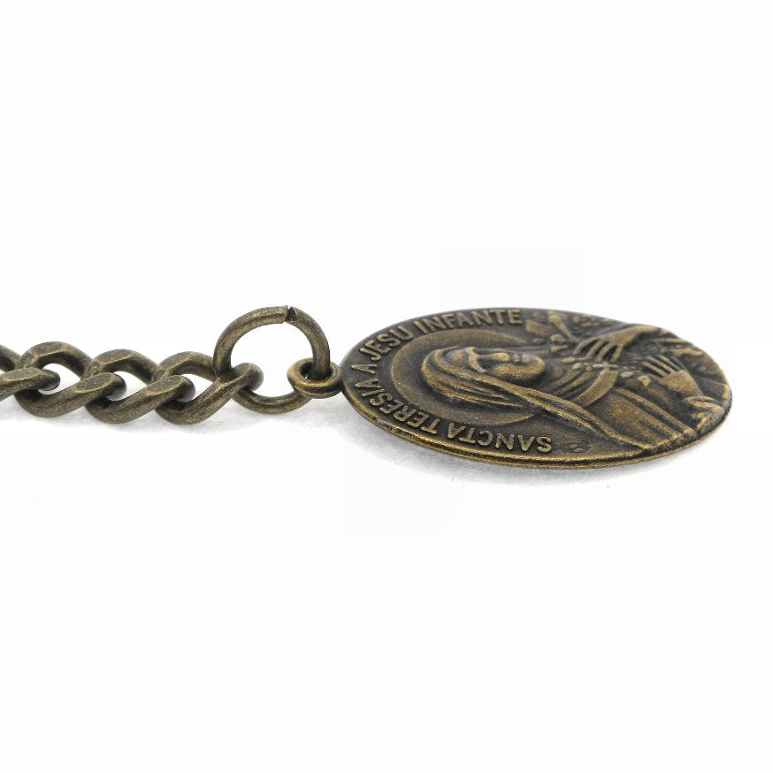 Albert Chain Bronze with Saint Theresa of Infant Jesus Religious Medal Fob AC159A