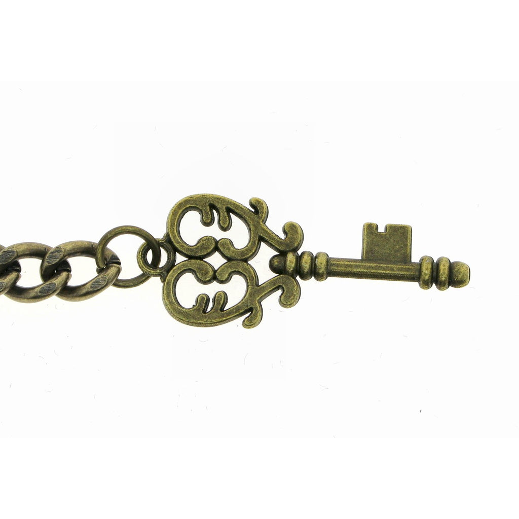 Bronze Color Albert Chain with Antique Key Design Fob AC15