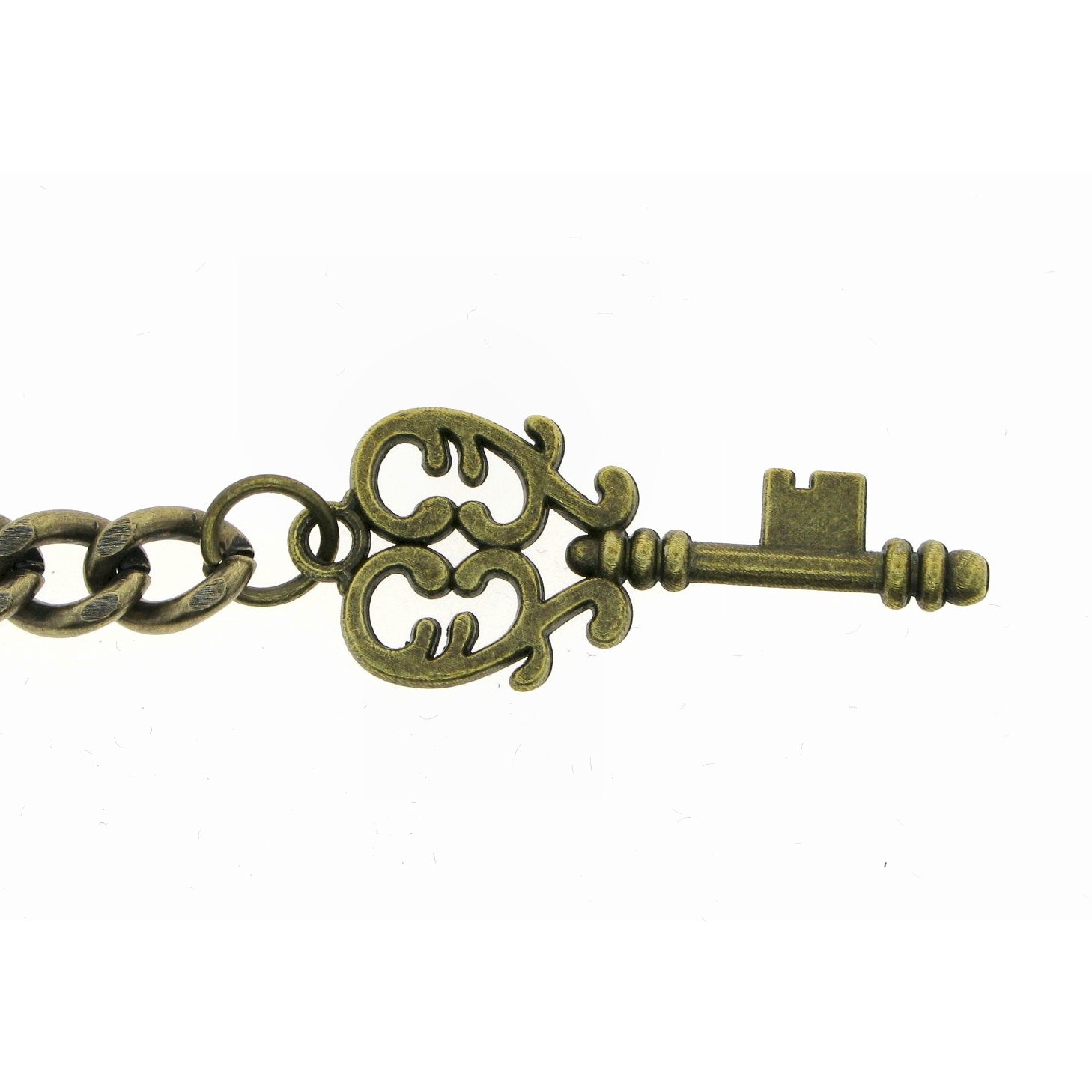 Bronze Color Albert Chain with Antique Key Design Fob AC15