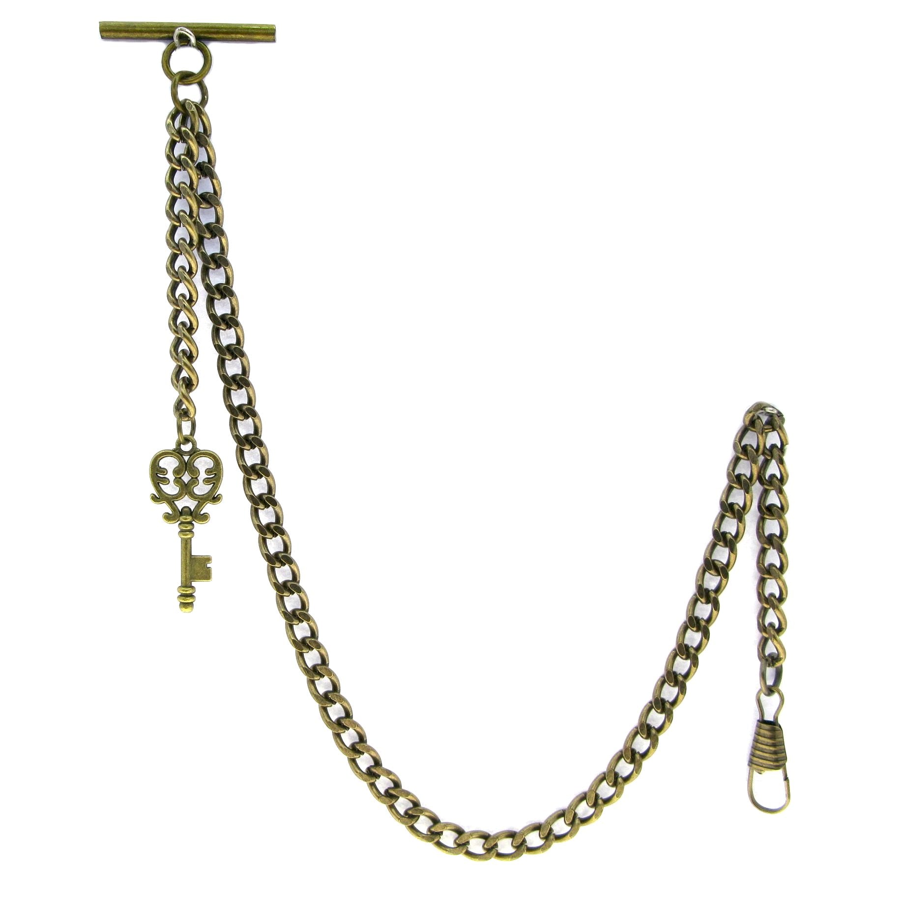 Bronze Albert Chain with Antique Key Design Fob