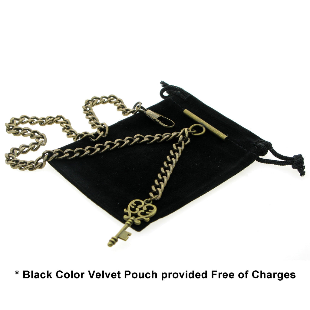 Bronze Color Albert Chain with Antique Key Design Fob AC15