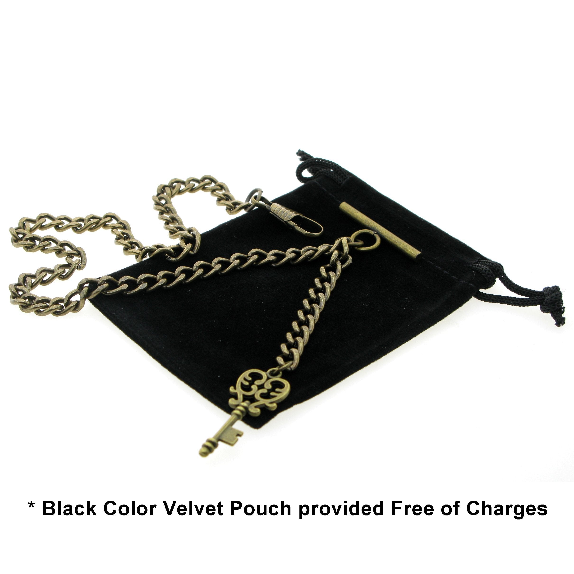 Bronze Color Albert Chain with Antique Key Design Fob AC15