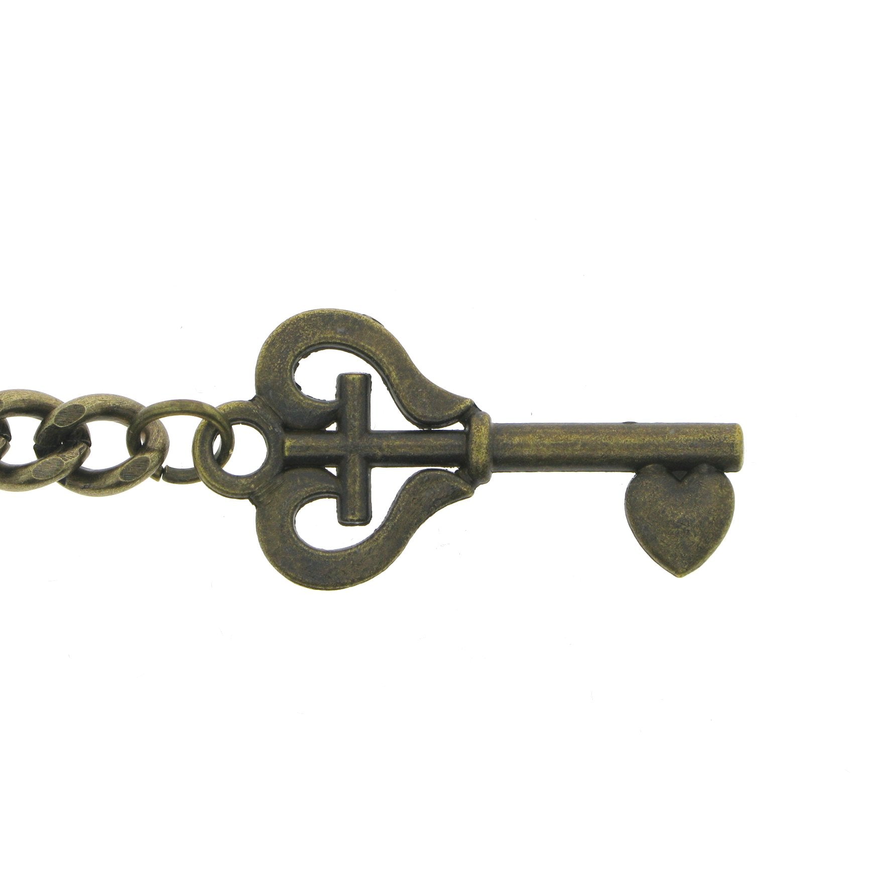 Albert Chain Pocket Watch Chains for Men Antique Brass Plating with Antique Key Design Fob T Bar AC16