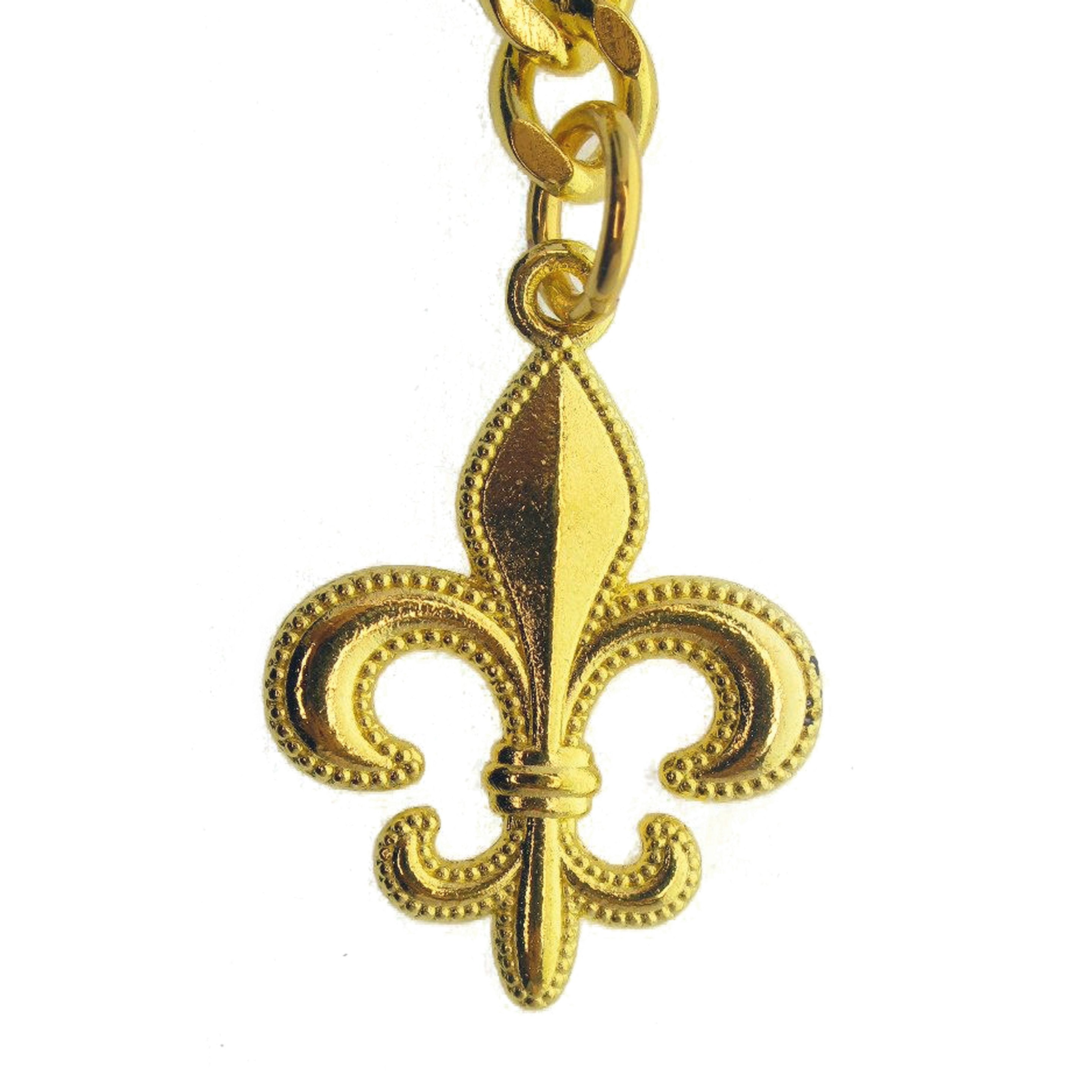 Albert Chain Gold Color with Fleur-de-lis Fob AC183