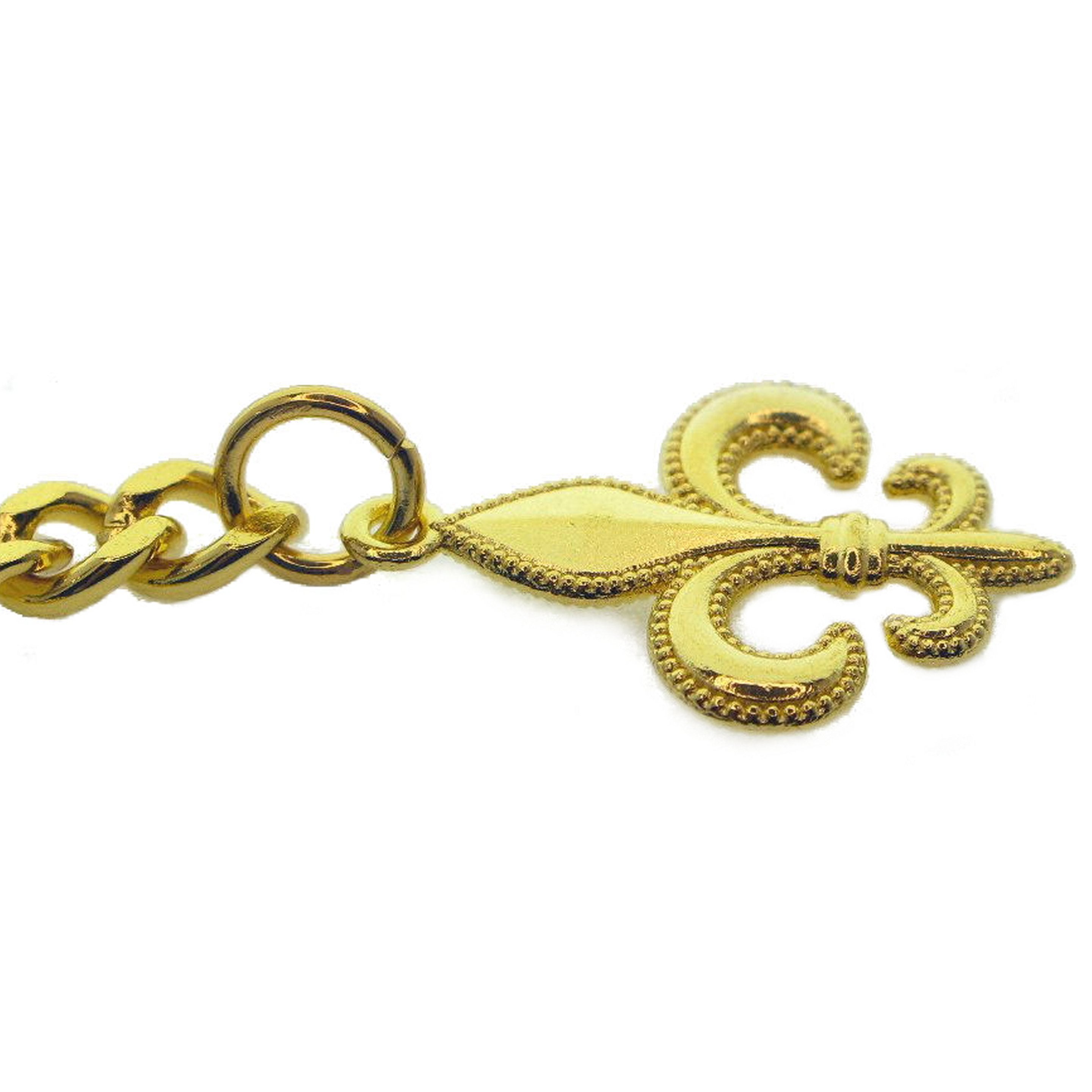 Albert Chain Gold Color with Fleur-de-lis Fob AC183