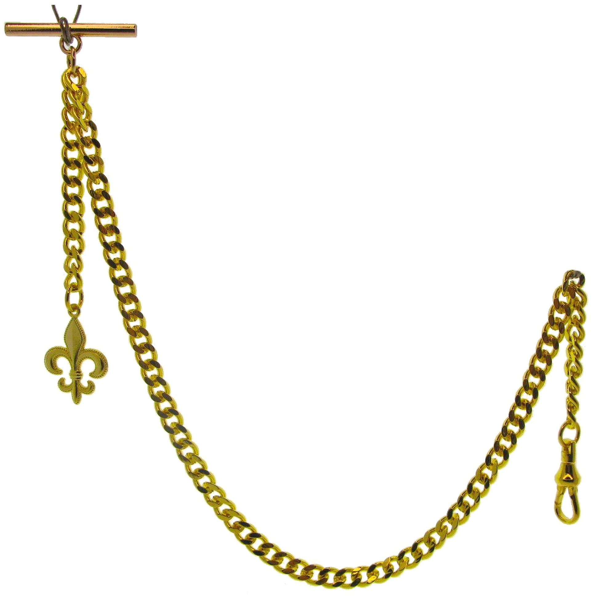 Albert Chain Gold Color with Fleur-de-lis Fob AC183