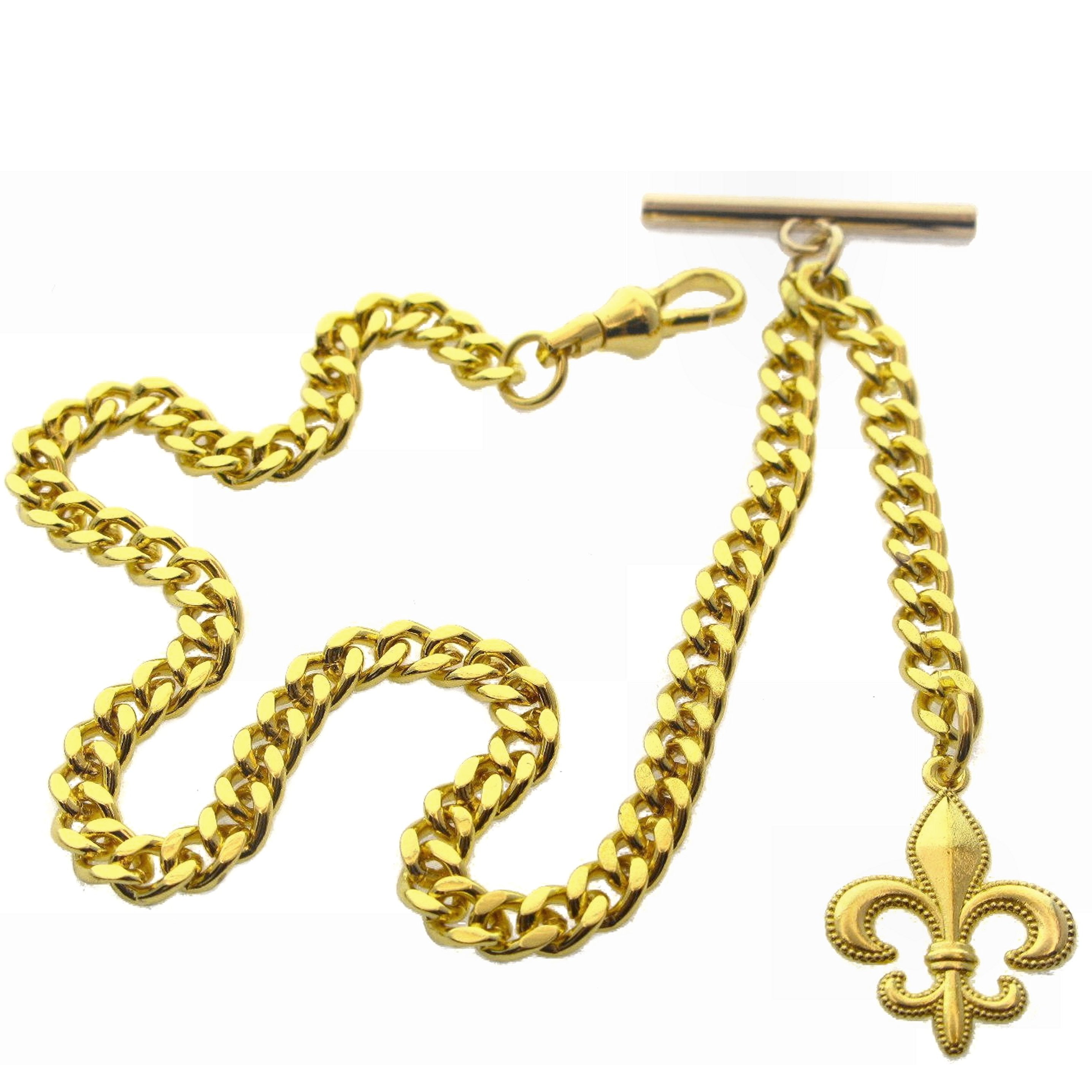 Albert Chain Gold Color with Fleur-de-lis Fob AC183