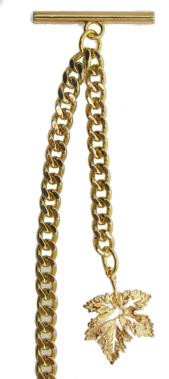 Albert Chain Gold Color with Maple Fob AC184