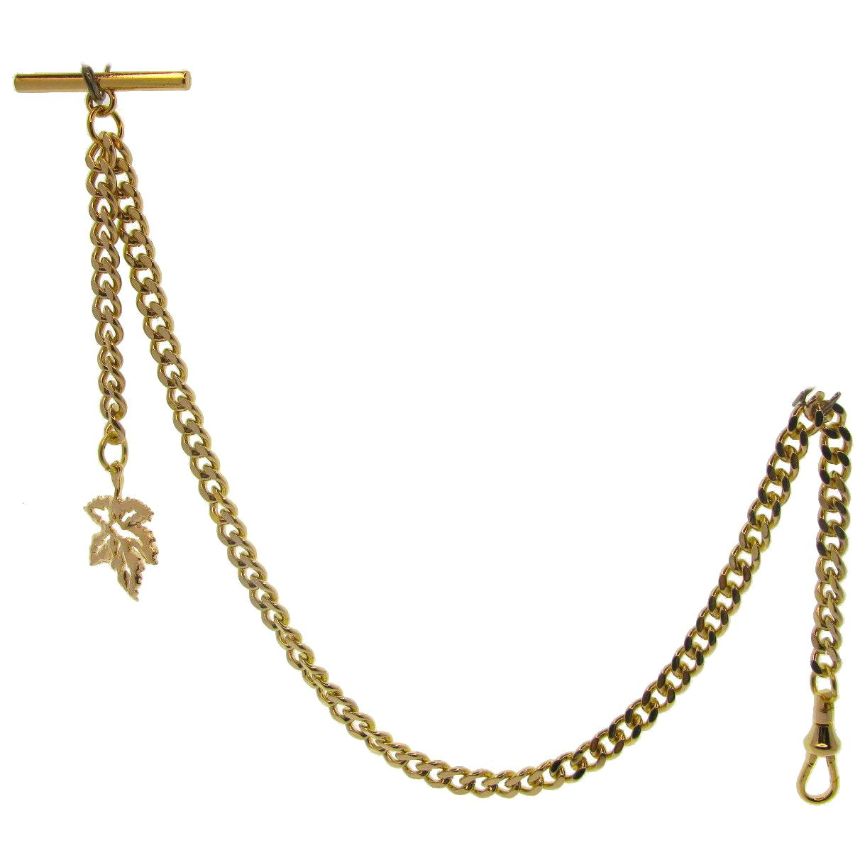 Albert Chain Gold Color with Maple Fob AC184