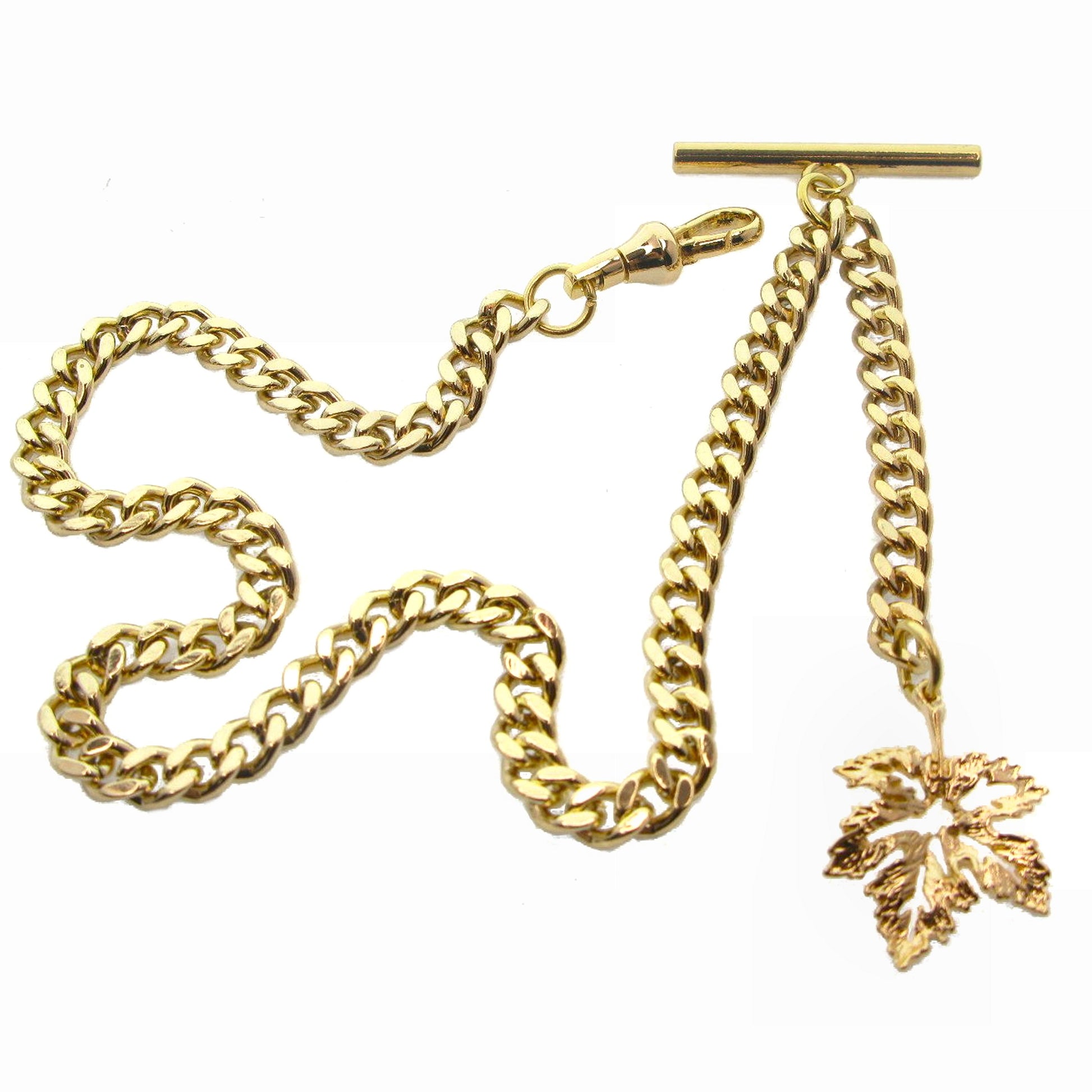 Albert Chain Gold Color with Maple Fob AC184
