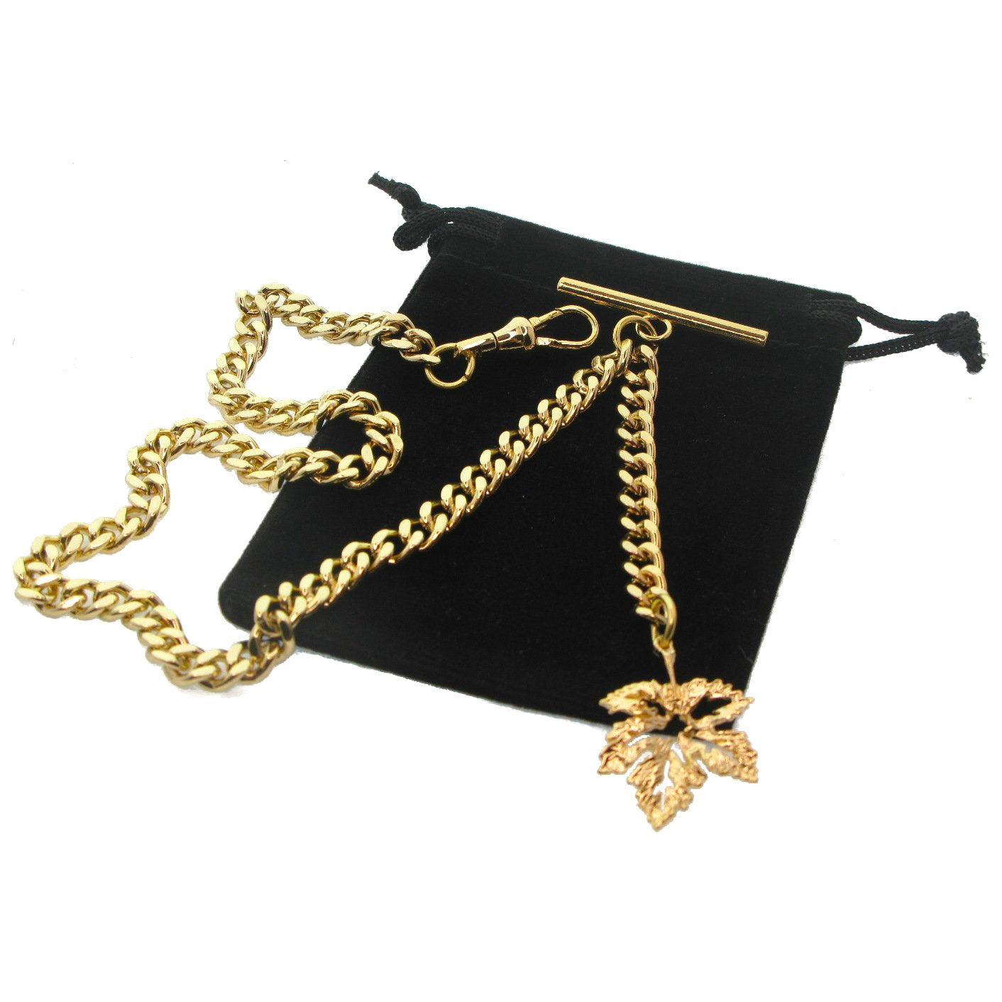 Albert Chain Gold Color with Maple Fob AC184