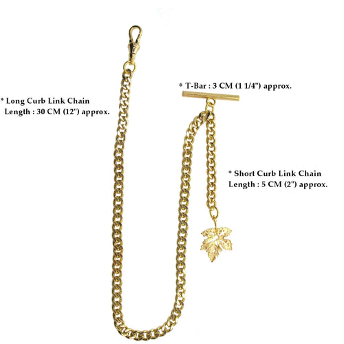 Albert Chain Gold Color with Maple Fob AC184