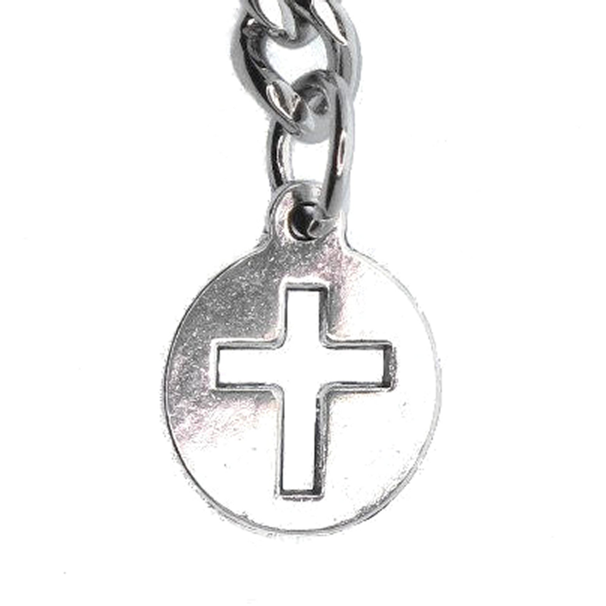 Silver Color Albert Chain with Mini Cross Medal Fob T Bar AC185