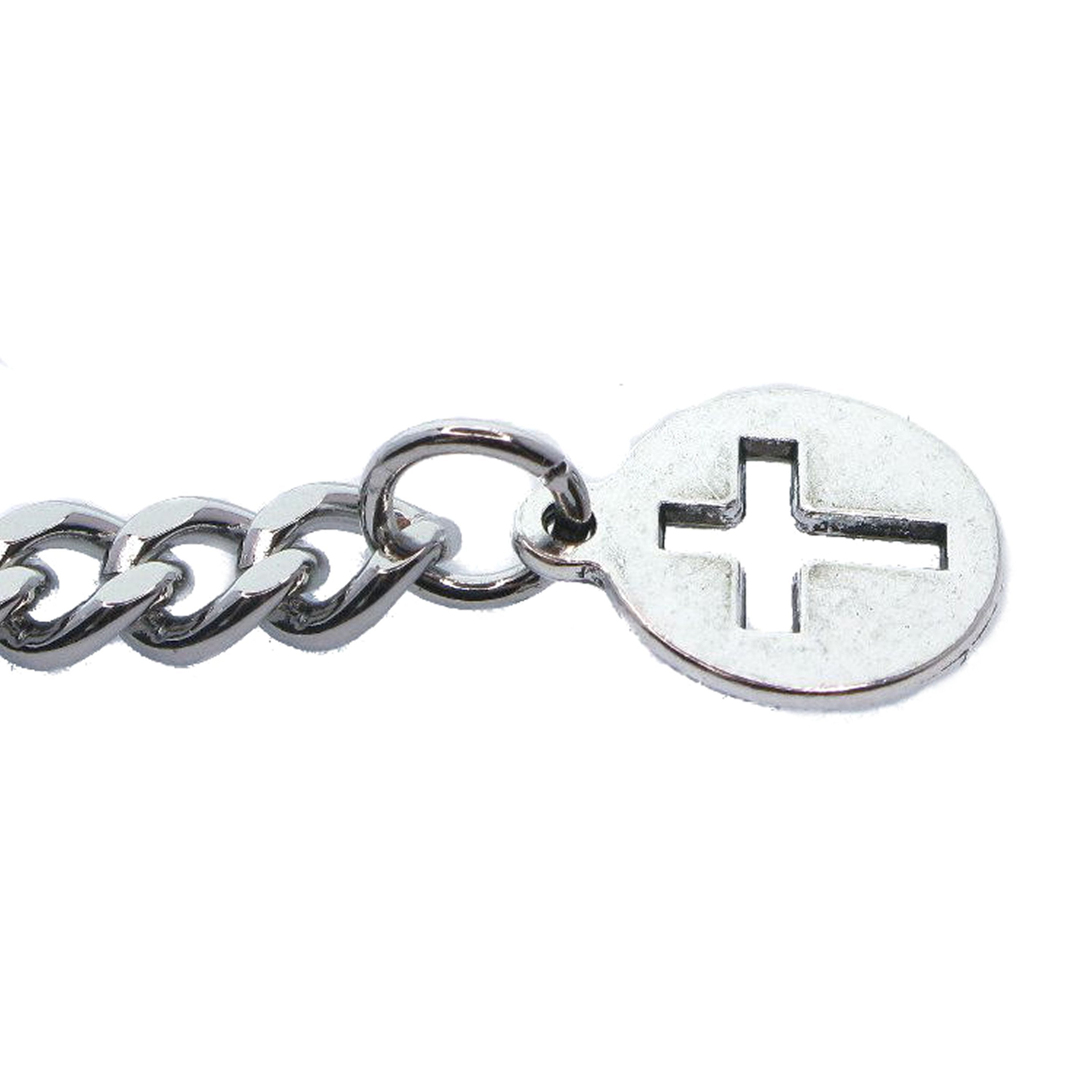 Silver Color Albert Chain with Mini Cross Medal Fob T Bar AC185