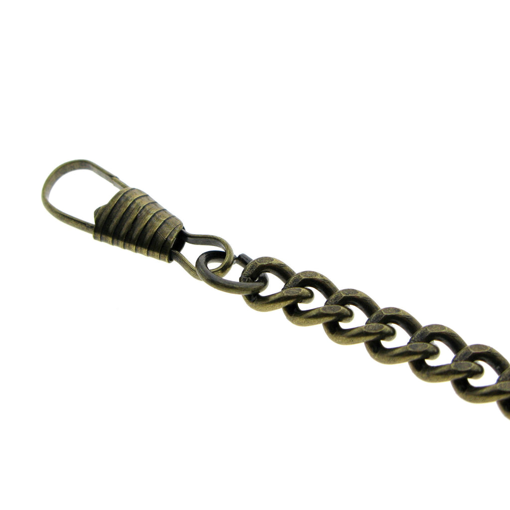 Albert Chain Pocket Watch Chains for Men Antique Brass Plating with Antique Key Design Fob T Bar AC18