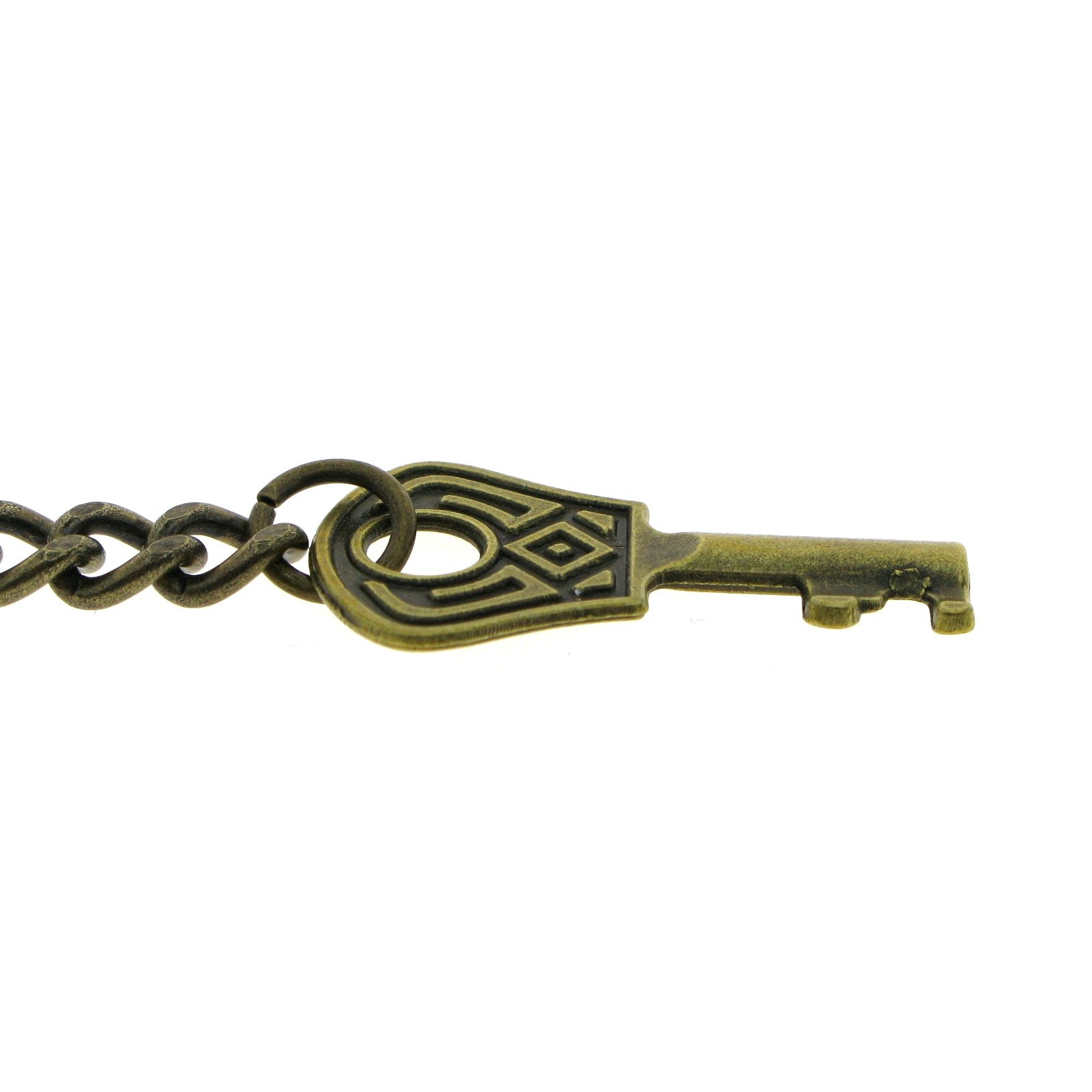 Albert Chain Pocket Watch Chains for Men Antique Brass Plating with Antique Key Design Fob T Bar AC18