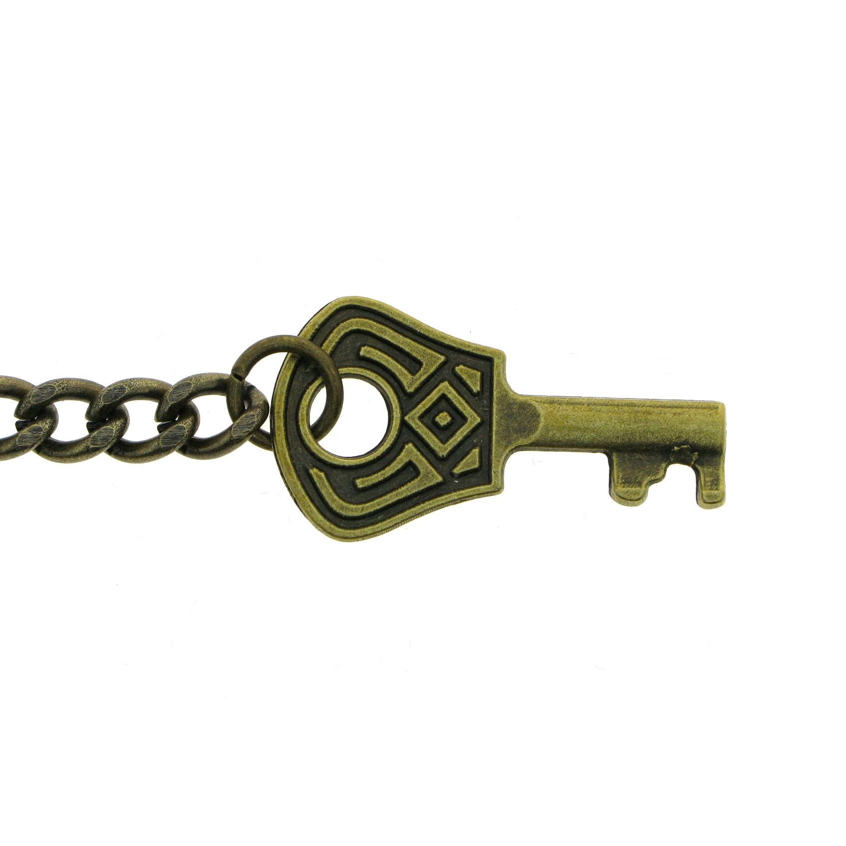 Albert Chain Pocket Watch Chains for Men Antique Brass Plating with Antique Key Design Fob T Bar AC18