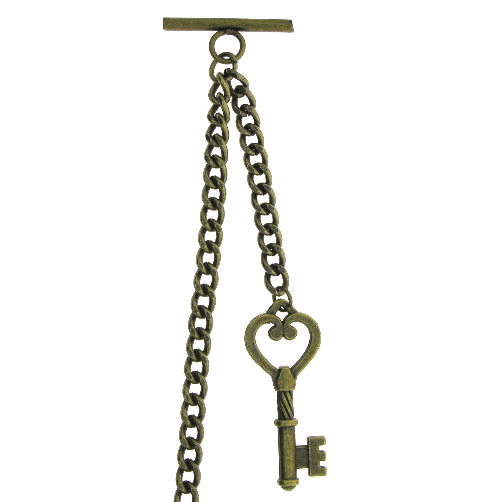 Albert Chain Antique Brass Plating with Antique Key Design Fob AC19