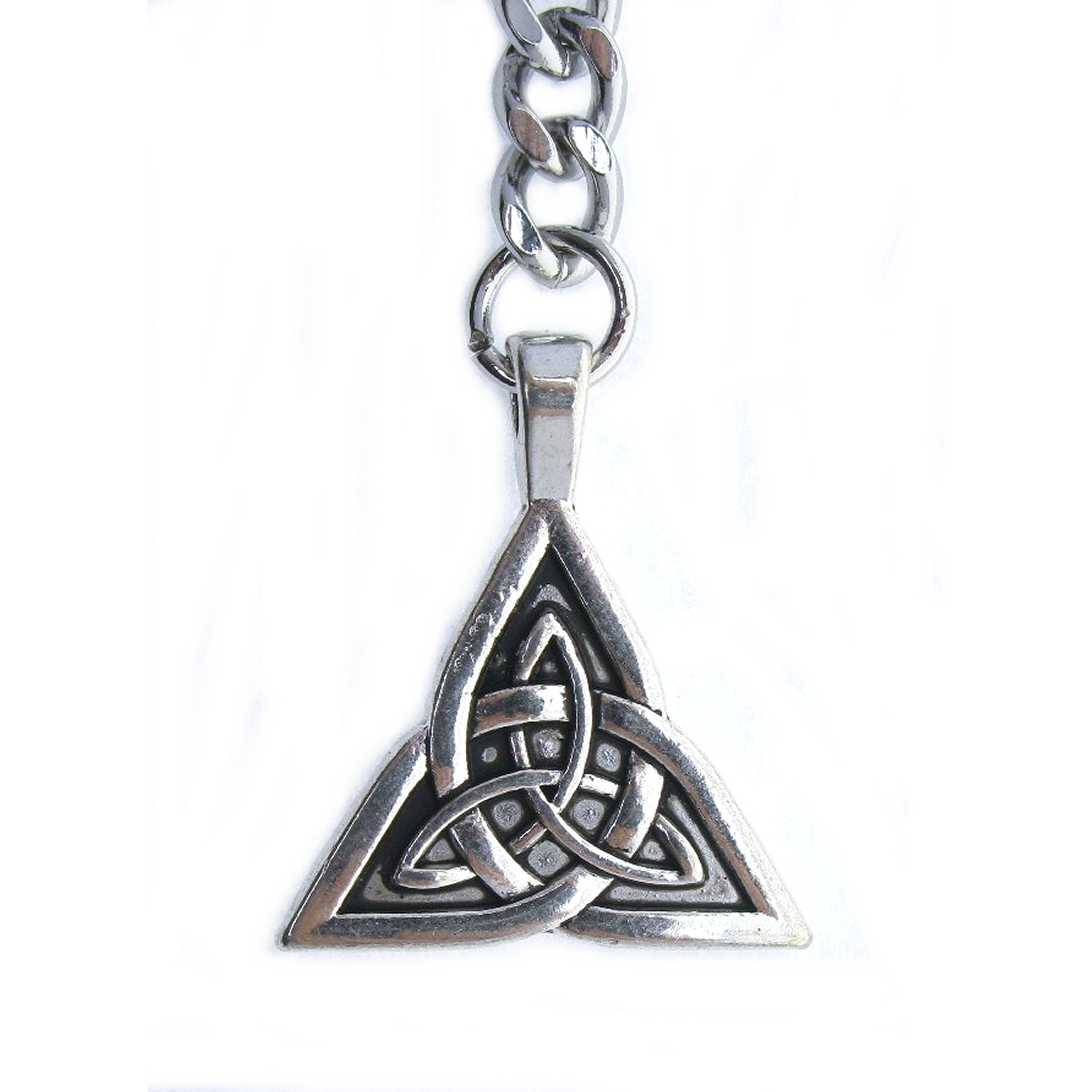 Albert Chain Silver Color with Trinity Celtic Knot Design Medal Fob AC191