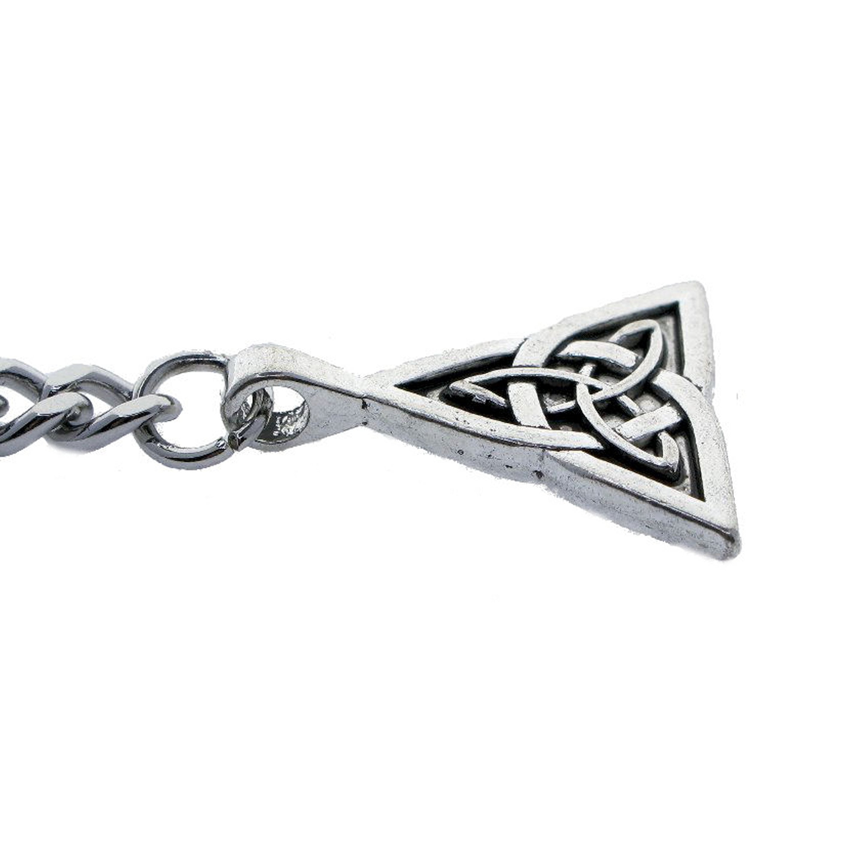 Albert Chain Silver Color with Trinity Celtic Knot Design Medal Fob AC191