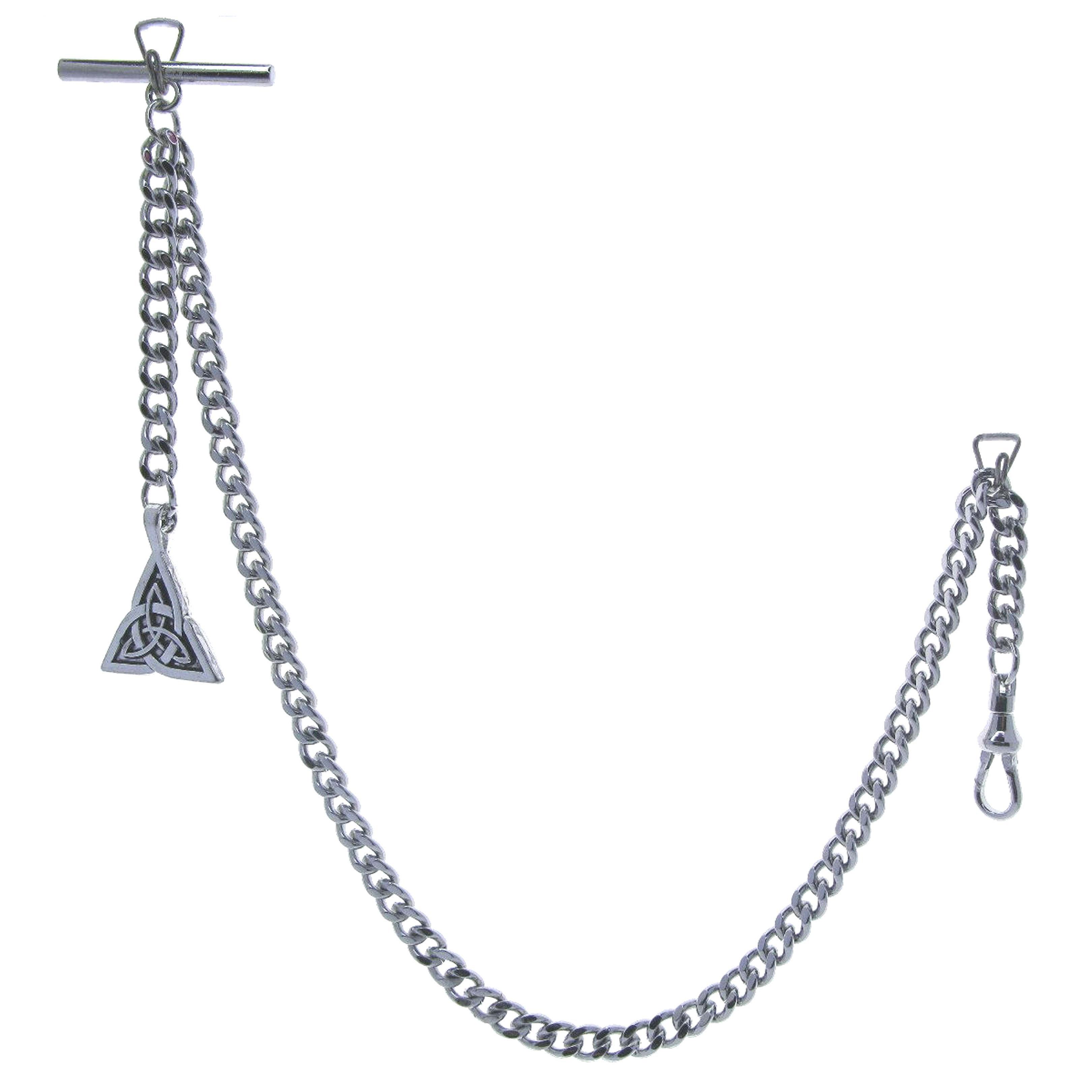 Albert Chain Silver Color with Trinity Celtic Knot Design Medal Fob AC191